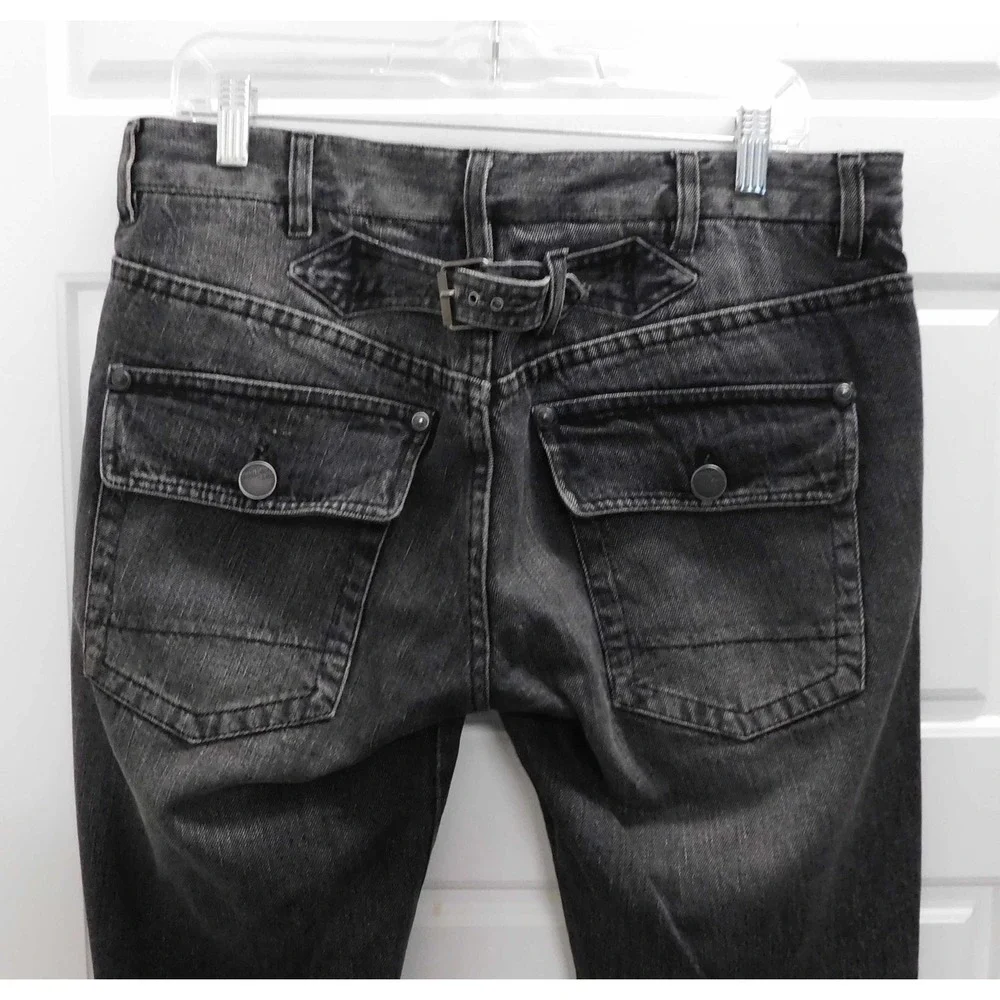 JOHN GALLIANO AUV207L WASHED CREASED BLACK DENIM JEANS‎ Italy 34 Waist